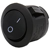 Heschen Interruptor basculante redondo negro SPST 2 terminales 6A 250VAC UL VDE 5 unidades
